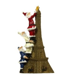 "Eiffel Tower and 3 Santas" Christmas ornament