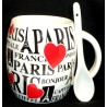 Paris heart mug with spoon - white