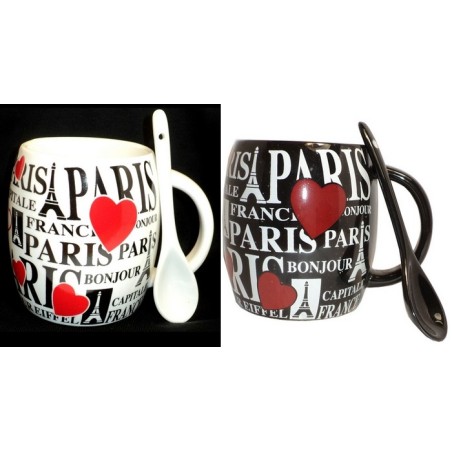 Mug Paris cœur avec cuillère - duo