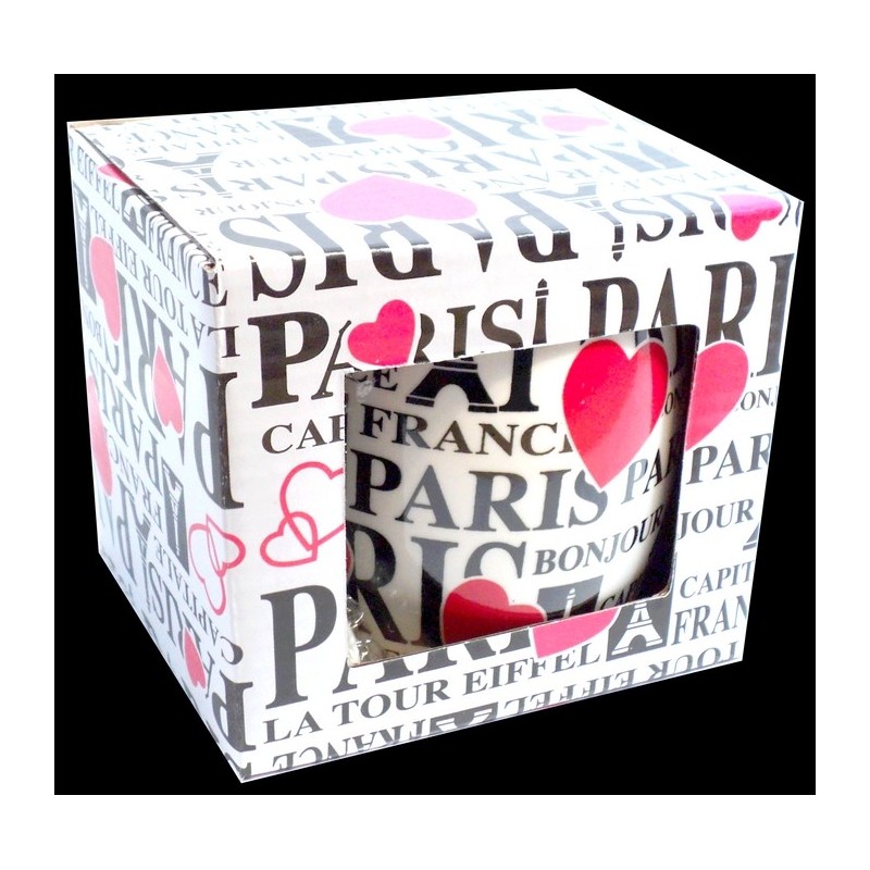Paris heart mug with spoon - white box