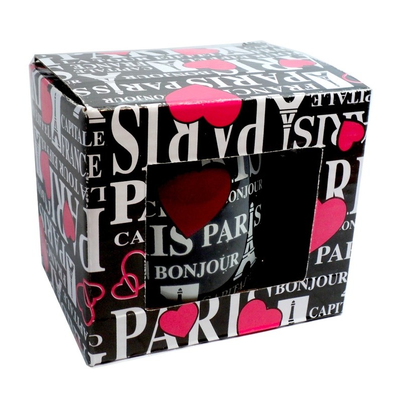 Mug Paris cœur avec cuillère - boite noire