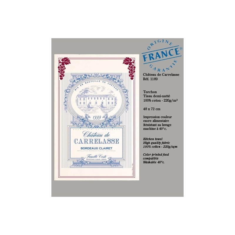 Tea towel Château de Carrelasse - Bordeaux vineyard