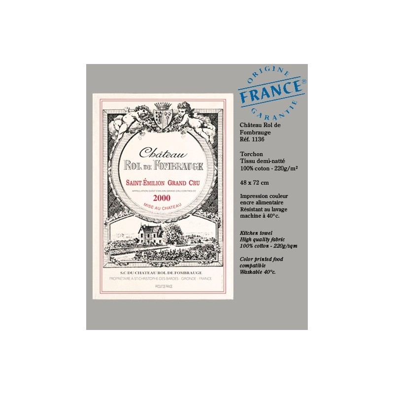 Rol de Fombrauge tea towel - Bordeaux vineyard
