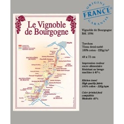 Tea towel Burgundy vineyards plan