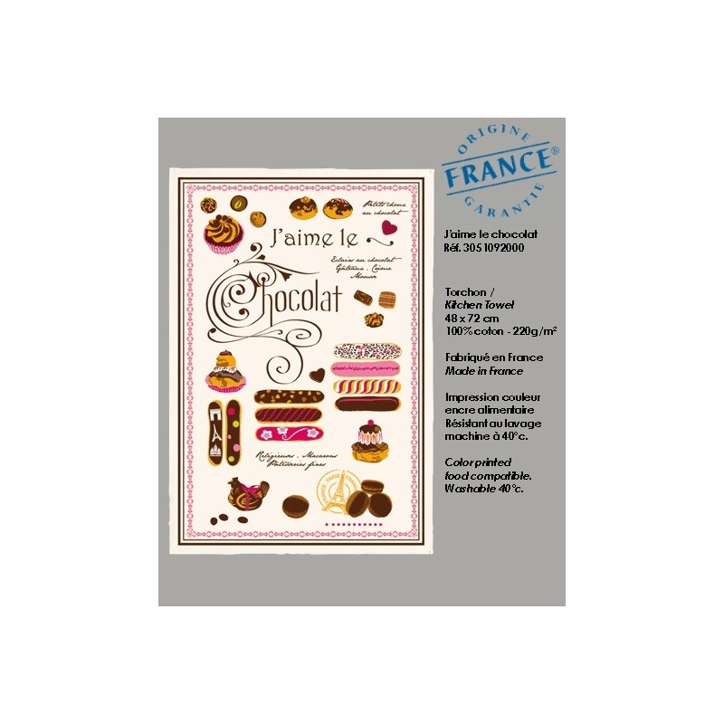 J'aime le Chocolat tea towel