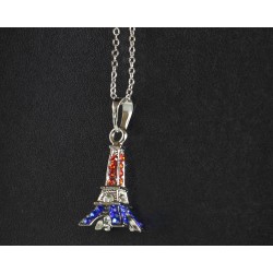 3D Eiffel Tower Necklace Blue-White-Red