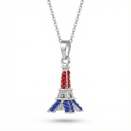 3D Eiffel Tower Necklace Blue-White-Red