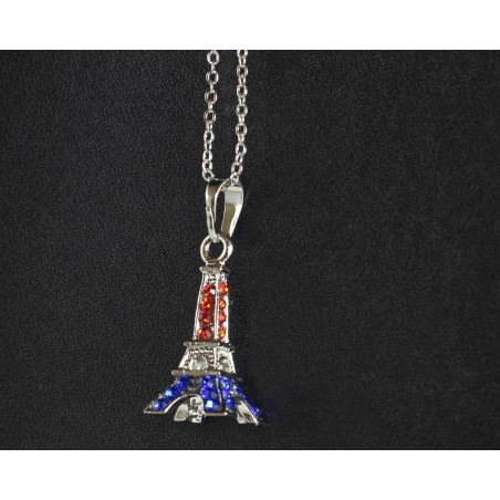 Collier Tour Eiffel 3D Bleu-Blanc-Rouge Collier Tour Eiffel 3D Bleu-Blanc-Rouge