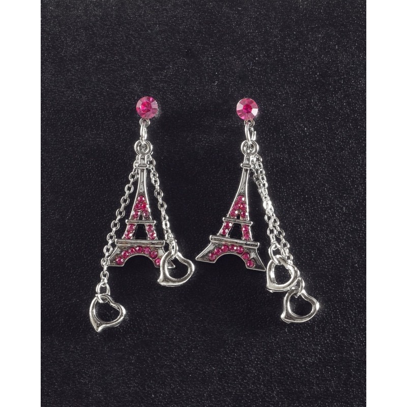 Boucle d'oreille Tour Eiffel Argent Anneau