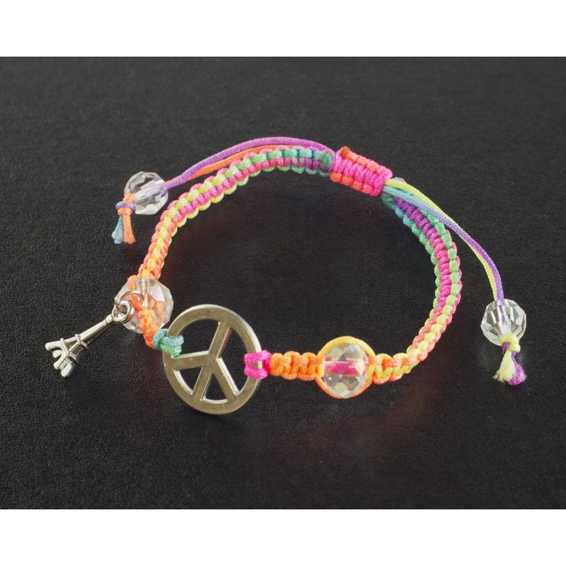 Bracelet Paris Peace & Love avec cordon tressé