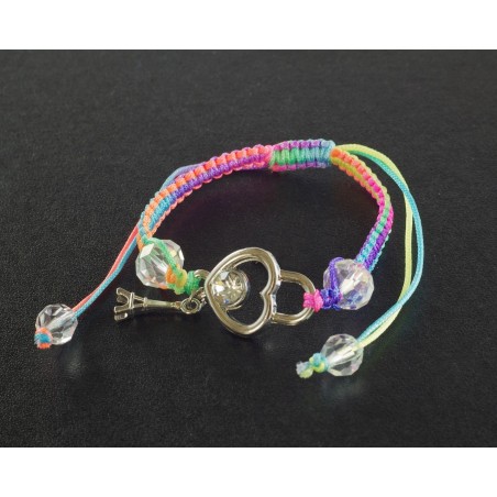 Paris bracelet with heart pendant and multicolored cord Paris bracelet with heart pendant and multicolored cord