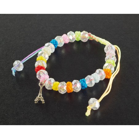 Paris cord bracelet with rainbow pearls