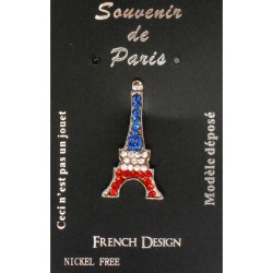 Pin's Tour Eiffel strass bleu blanc rouge