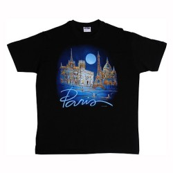 Black T-Shirt Blue Moon over Paris