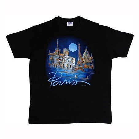 Black T-Shirt Blue Moon over Paris