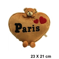 Heart Bear Plush Pillow Paris