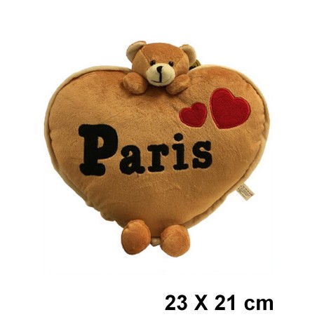 Heart Bear Plush Pillow Paris
