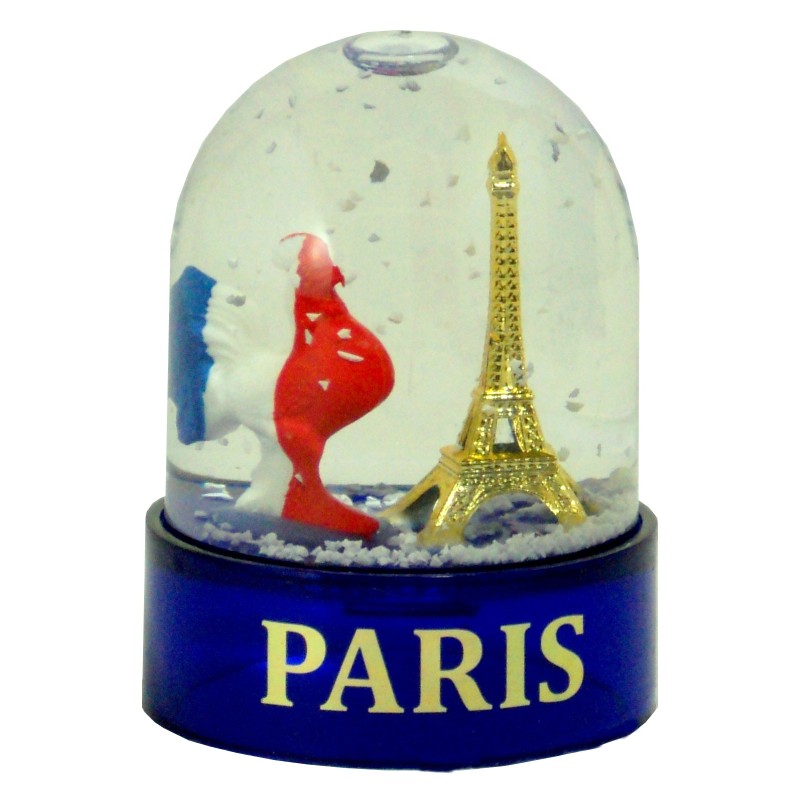 Rooster Snow Globe - Small - Made in France - blue