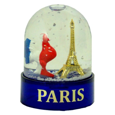 Rooster Snow Globe - Small - Made in France - blue