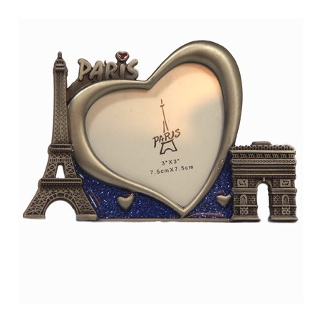Heart frame and monuments with blue background