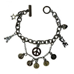 Bracelet Métal Paris et pendilles