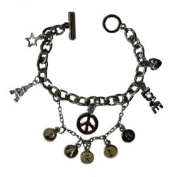 Metal bracelet Paris and pendants