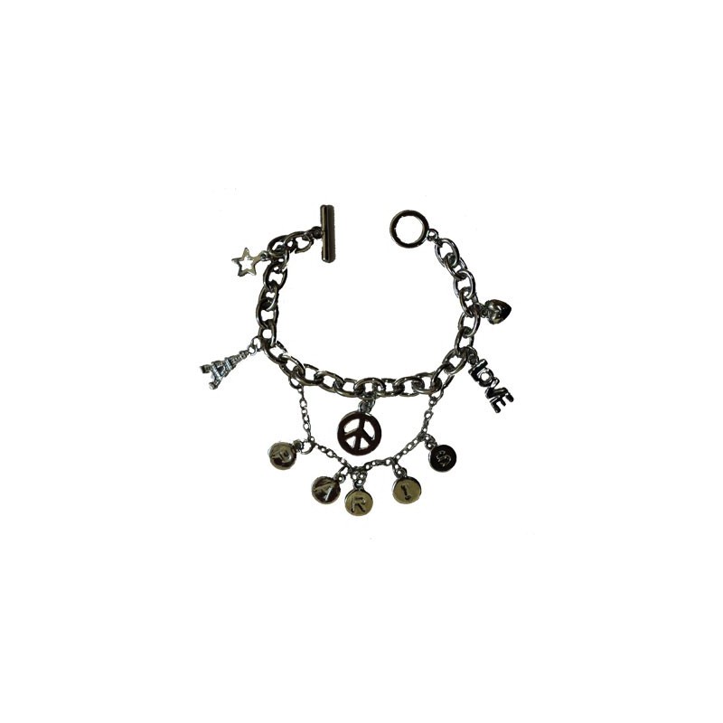 Metal bracelet Paris and pendants