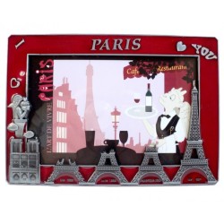 Red "Eiffel Tower Construction" Photo Frame