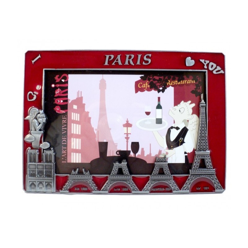 Red "Eiffel Tower Construction" Photo Frame
