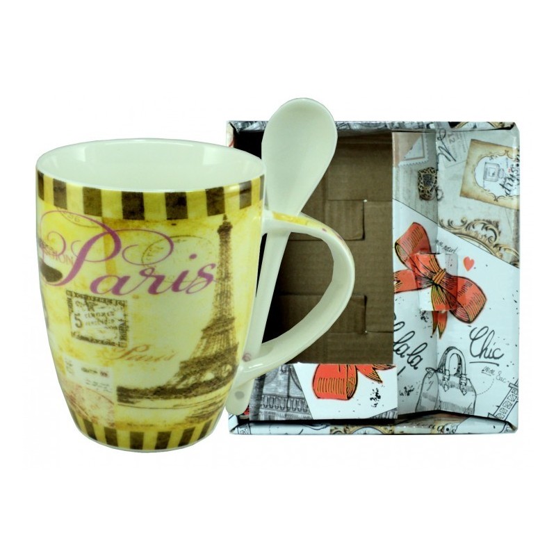 "Patchwork" mug with spoon