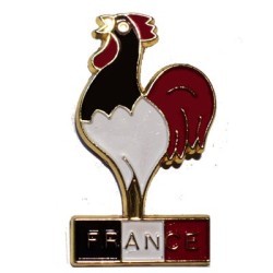 Blue white and red rooster pin