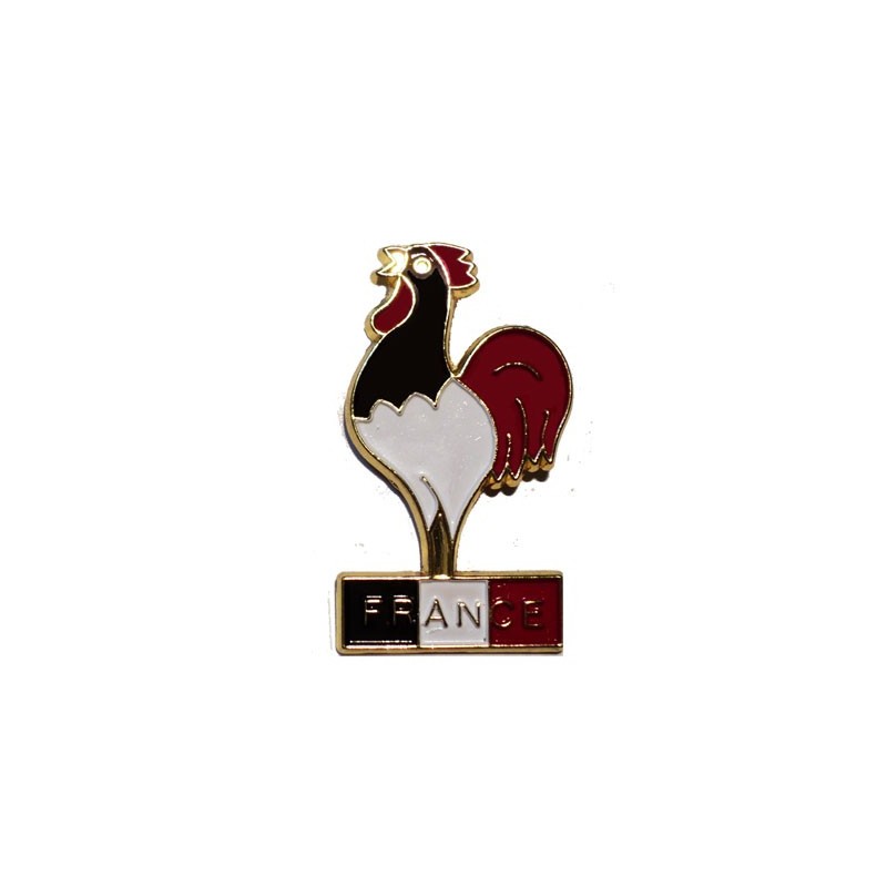 Blue white and red rooster pin