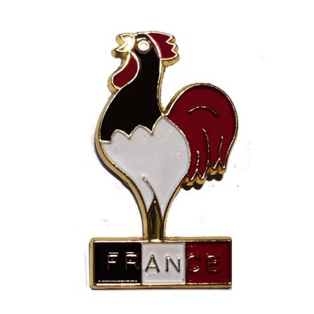 Blue white and red rooster pin