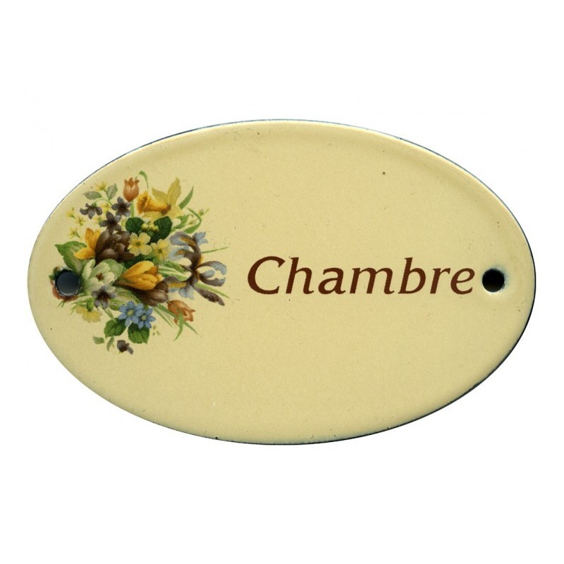 "Chambre" oval enameled plate