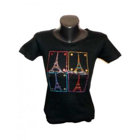 T-shirt Strass Paris à jouer