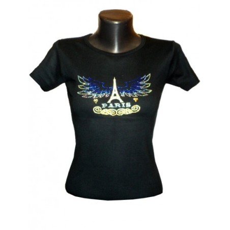 Paris Rhinestone Eagle Wings T-shirt