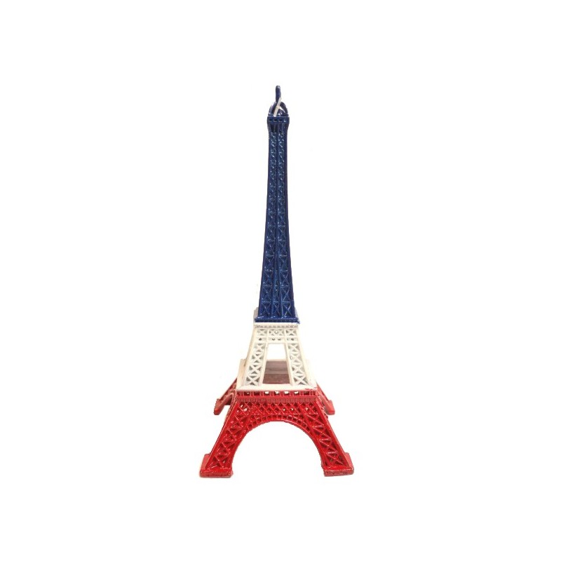 Illuminated Eiffel Tower blue white red