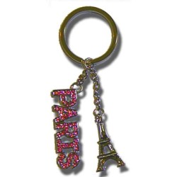 Paris rhinestone key ring - pink