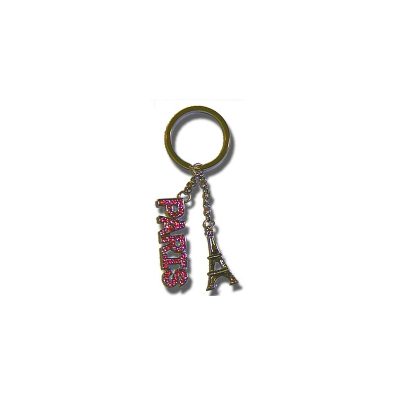 Porte-clés Paris Strass - rose