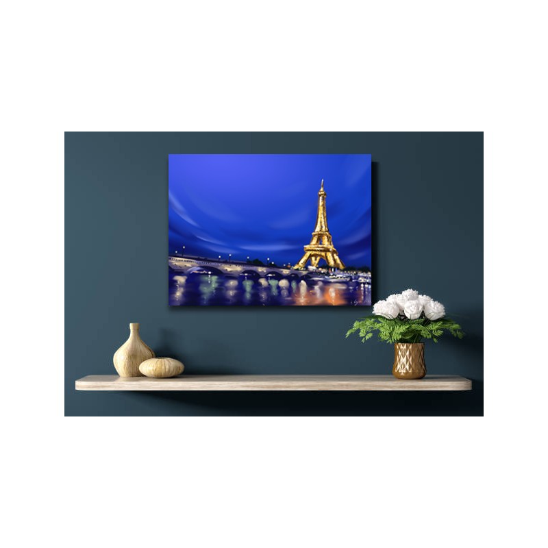 Eiffel Tower at Night Art Print on Plexiglass