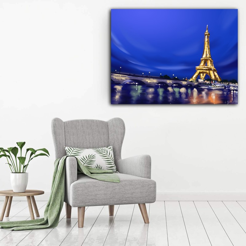 Eiffel Tower at Night Art Print on Plexiglass