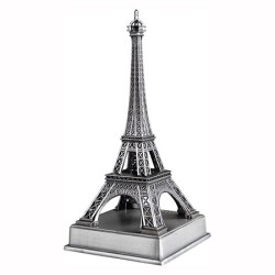 Tour Eiffel vieil argent sur socle - 10 cm - côté