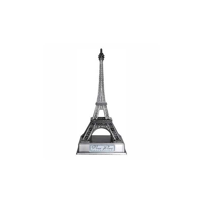 Tour Eiffel vieil argent sur socle - 10 cm - face