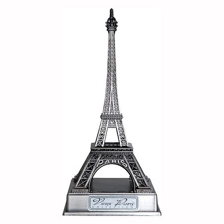 Tour Eiffel vieil argent sur socle - 10 cm - face