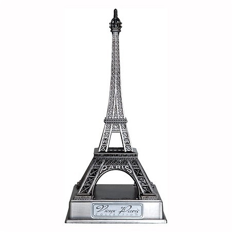 Tour Eiffel vieil argent sur socle - 10 cm - face Tour Eiffel vieil argent sur socle - 10 cm - face