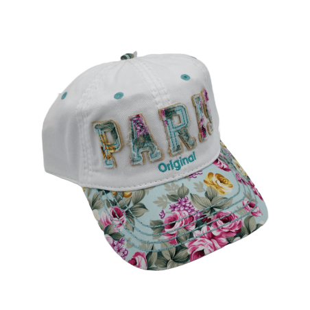 Casquette Fleurs de Paris - Bleu - Côté Casquette Fleurs de Paris - Bleu - Côté