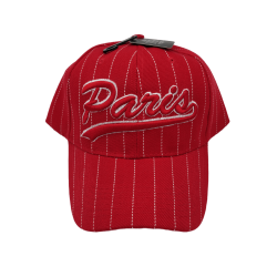 Paris cap with white lines - red - face