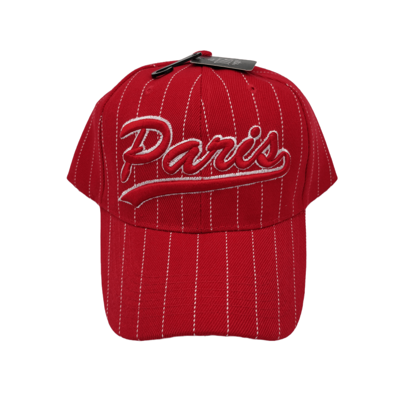 Paris cap with white lines - red - face