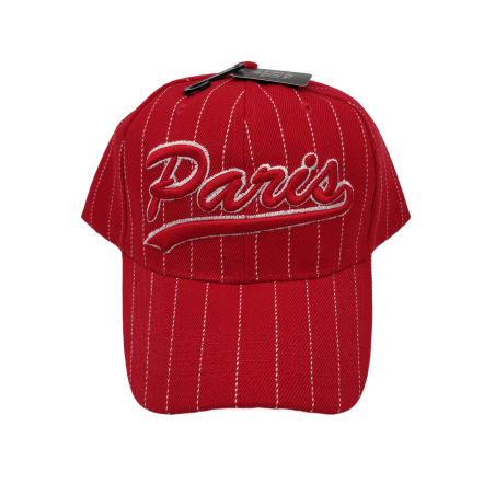 Casquette Paris avec lignes blanches - rouge - face Casquette Paris avec lignes blanches - rouge - face