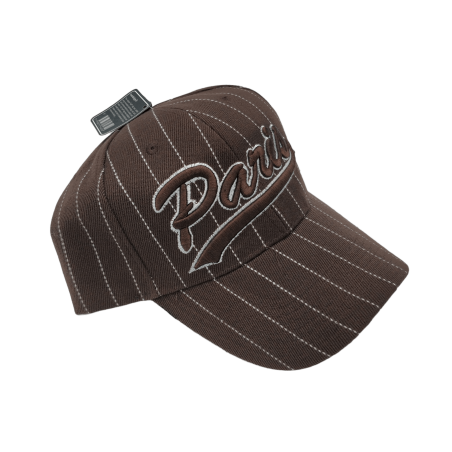 Casquette Paris avec lignes blanches - marron - côté